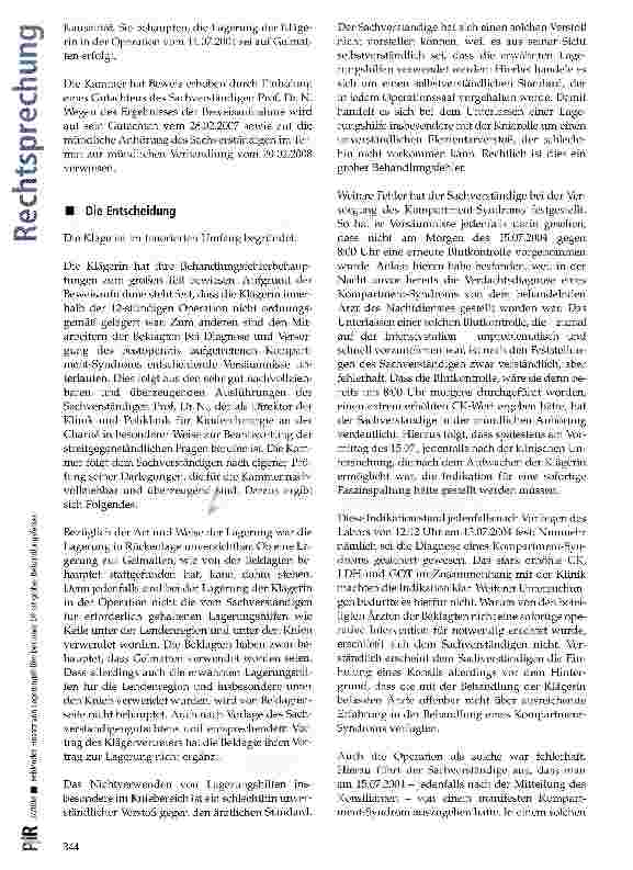 Vorschauseite 4: Fehlender Einsatz von Lagerungshilfen bei einer OP ist groberBehandlungsfehler