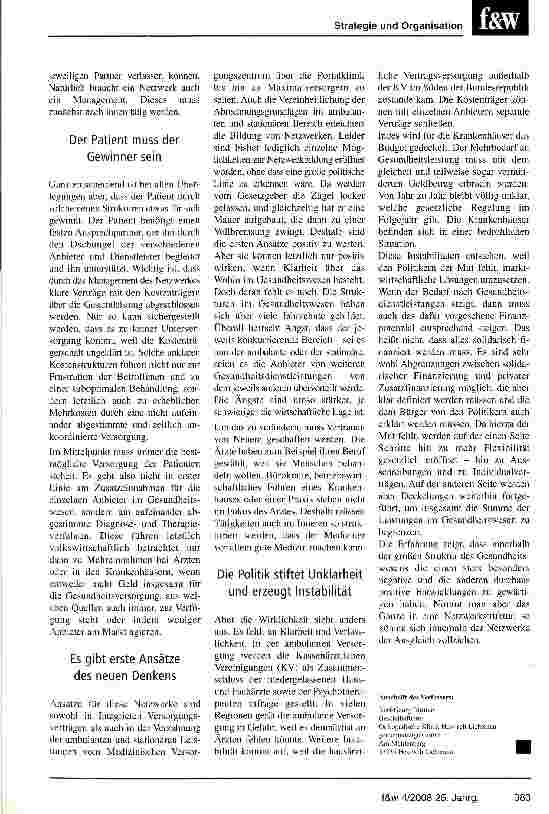 Vorschauseite 2: Denken und arbeiten in patientenzentrierten Netzwerken. Ein Plädoyer für mehr Gemeinsamkeit Offenheit und Verlässlichkeit im Gesundheitssystem
