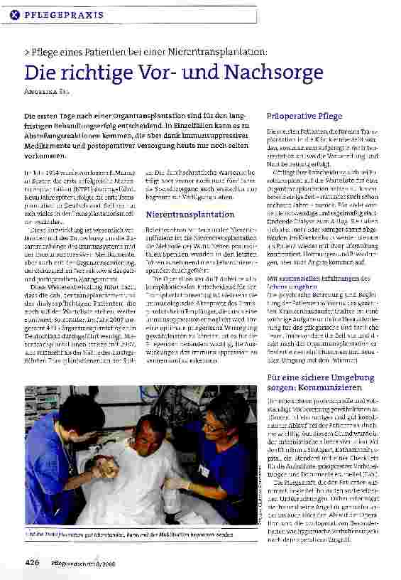 Vorschauseite 1: Pflege eines Patienten bei einer Nierentransplantation: Die richtige Vorund Nachsorge
