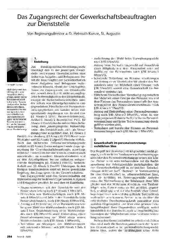 Vorschauseite 1: Das Zugangsrecht der Gewerkschaftsbeauftragten zur Dienststelle