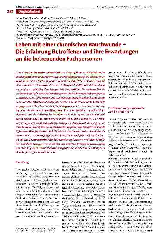 Vorschauseite 1: Leben mit einer chronischen Bauchwunde -Die Erfahrung Betroffener und ihre Erwartungen an die betreuenden Fachpersonen