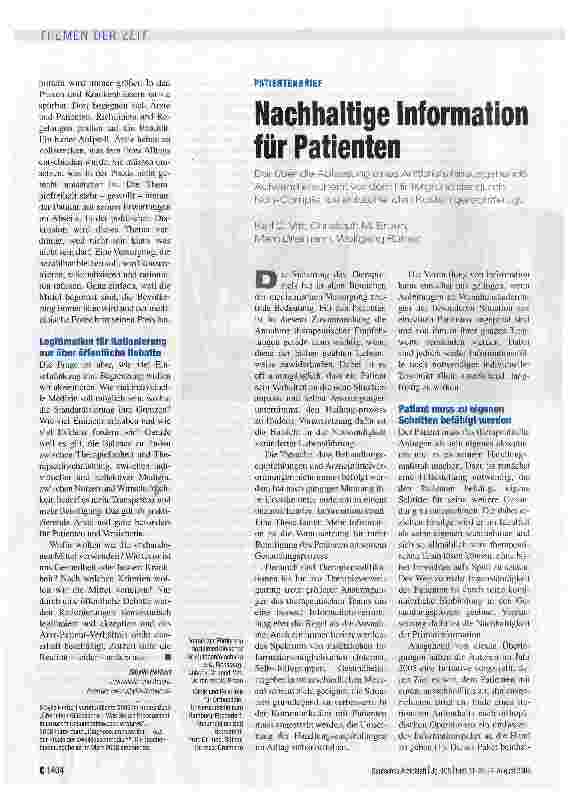 Vorschauseite 4: Der Arzt in Fesseln - und der Patient im Abseits