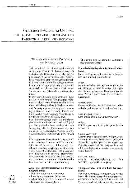 Vorschauseite 1: PFLEGERISCHE ASPEKTE IM UMGANG MIT DROGEN-UND ALKOHOLABHÄNGIGENPATIENTEN AUF DER INTENSIVSTATION