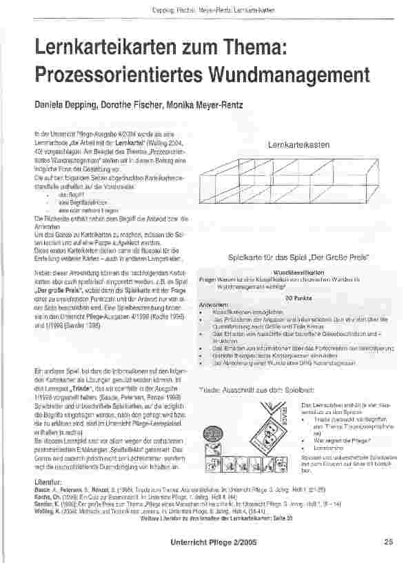 Vorschauseite 1: Lernkarteikarten zum Thema: Prozessorientiertes Wundmanagement