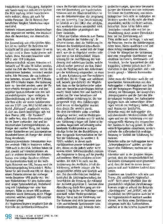 Vorschauseite 4: Bericht über das 1. Dreiländer-Symposium „Hygiene und Infektionsprävention, 06.03. bis 07.03.2008, Graf-Zeppelin-Haus Friedrichshafen