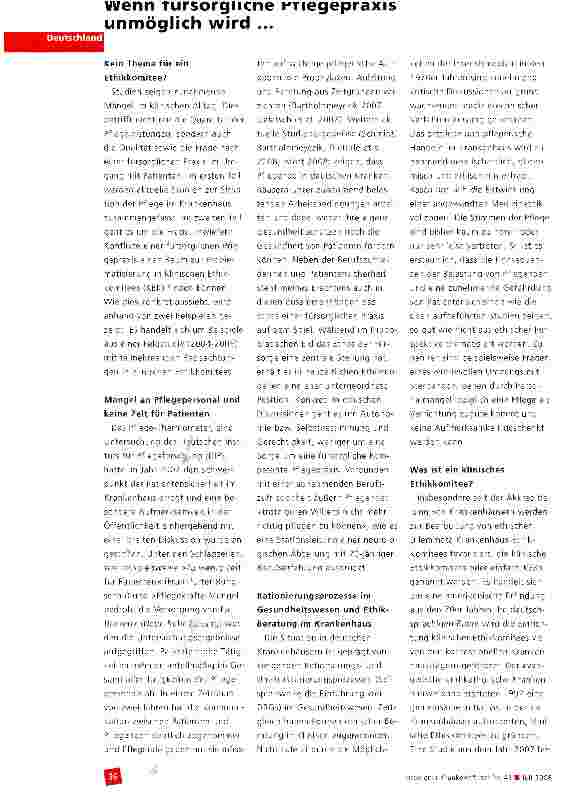 Vorschauseite 1: Wennn fürsorgliche Pflegepraxis undmöglich wird...