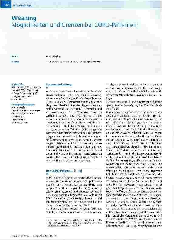 Vorschauseite 1: WeaningMöglichkeiten und Grenzen bei COPD-Patienten1