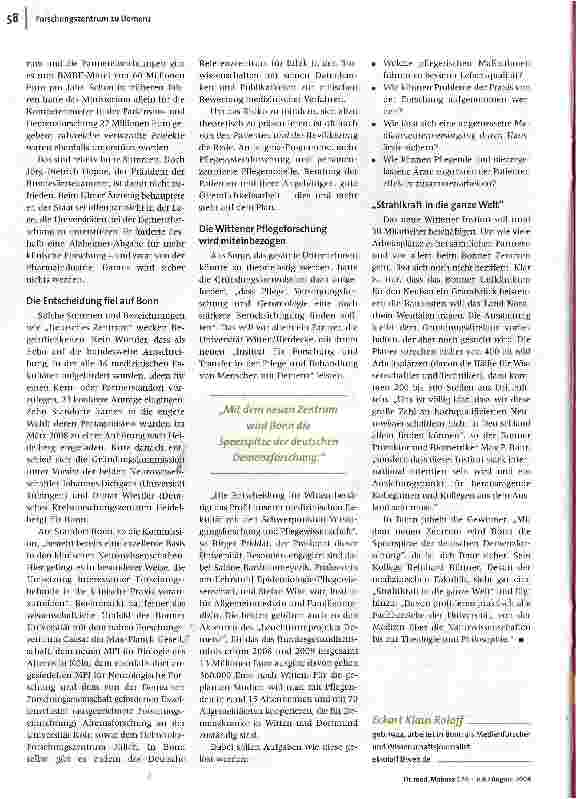 Vorschauseite 3: Im Verbund gegen das VergessenDas neue deutsche Demenzzentrum