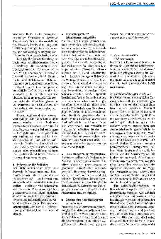 Vorschauseite 2: Grenzüberschreitende GesundheitsversorgungEU-Richtlinie vorgelegt