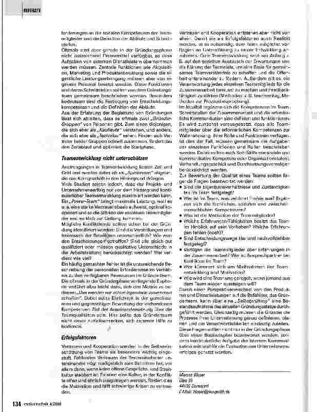 Vorschauseite 3: Das Unternehmerteam: Worauf es ankommt