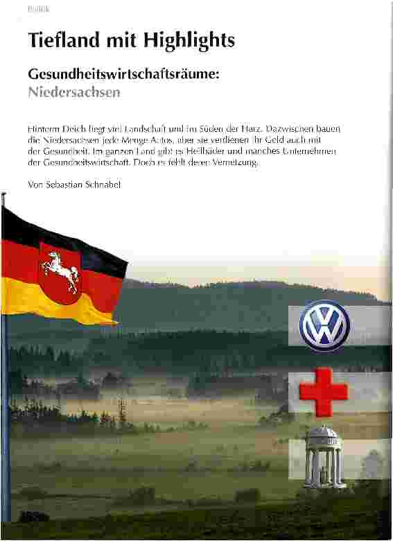 Vorschauseite 1: Tiefland mit HighlightsGesundheitswirtschaftsräume: Niedersachsen