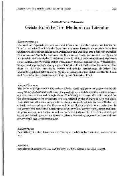 Vorschauseite 1: Geisteskrankheit im Medium der Literatur