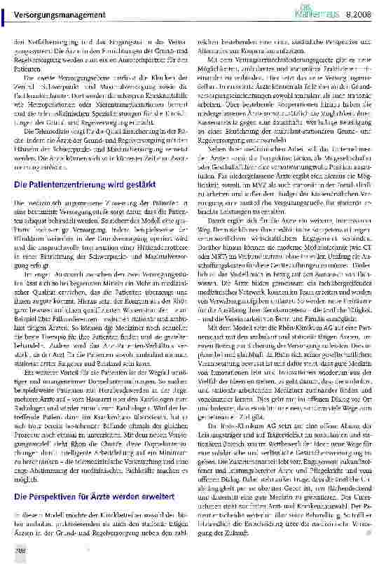 Vorschauseite 2: Patientenzentrierte Versorgung durch sektorübergreifende Zusammen-arbeit fördern Sicherung unseres solidarischen Gesundheitssystems durch die Zusammenarbeit starker Leistungserbri…