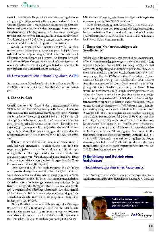 Vorschauseite 4: Krankenhaus und ambulante Versorgung - steuerliche Hinweise gemeinnützige Krankenhausträger