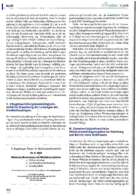 Vorschauseite 5: Krankenhaus und ambulante Versorgung - steuerliche Hinweise gemeinnützige Krankenhausträger
