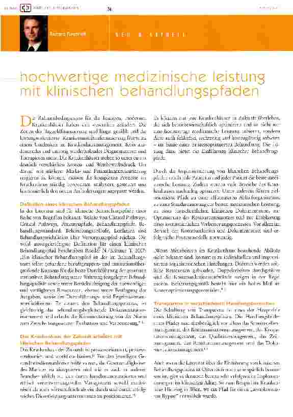 Vorschauseite 1: Hochwertige medizinische Leistung mit klinischen Behandlungspfaden