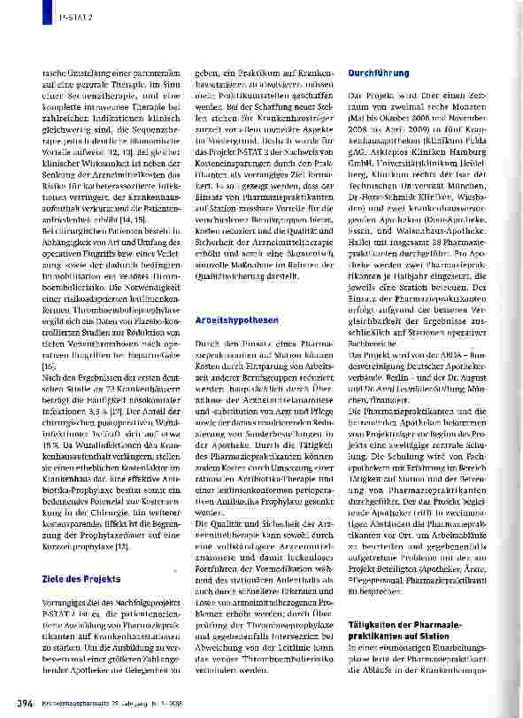 Vorschauseite 2: Evaluation der Tätigkeit von Pharmaziepraktikanten auf Station (P-STAT 2)