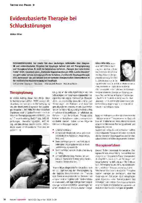 Vorschauseite 1: Evidenzbasierte Therapie bei Schluckstörungen