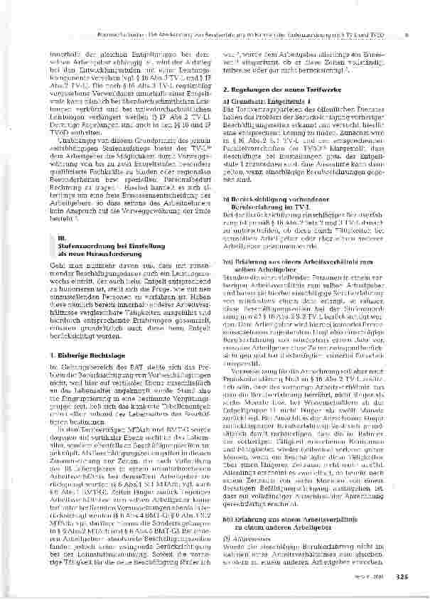 Vorschauseite 2: Die Anerkennung von Berufserfahrung im Rahmen der Stufenzuordnung nach TV-L und TVöD