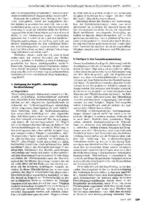 Vorschauseite 6: Die Anerkennung von Berufserfahrung im Rahmen der Stufenzuordnung nach TV-L und TVöD