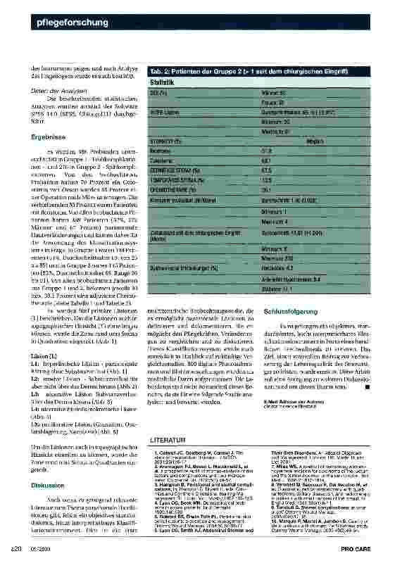 Vorschauseite 3: Parastomale HautveränderungenVorschlag für die Klassifizierung: Resultate einer multizentrischen Beobachtungsstudie