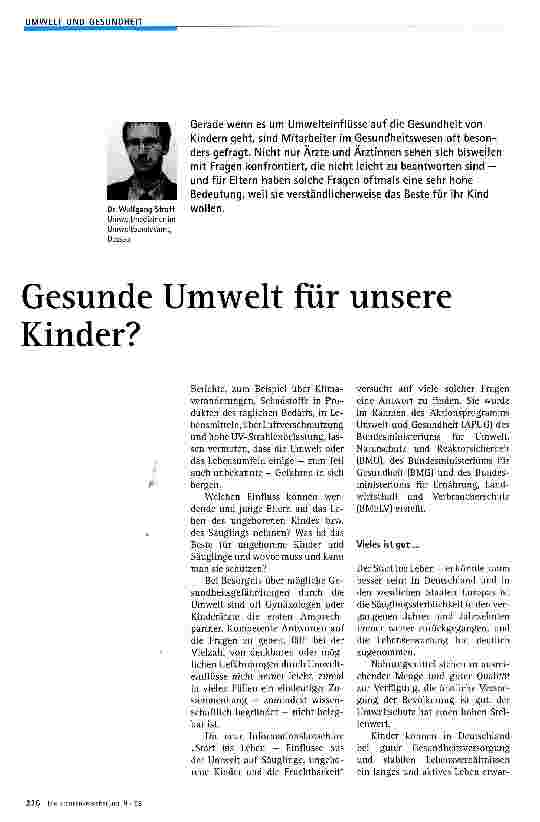 Vorschauseite 1: Gesunde Umwelt für unsere Kinder?