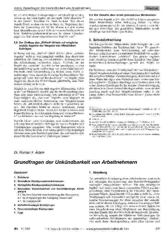 Vorschauseite 4: Tariftreueklauseln nach dem „Rüffert-Urteil des EuGHAuswirkungen auf Mindestlohndebatte und Vergaberechtsreform