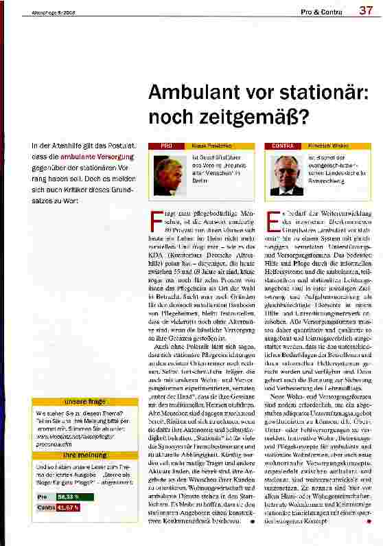 Vorschauseite 1: Ambulant vor stationär: noch zeitgemäß?