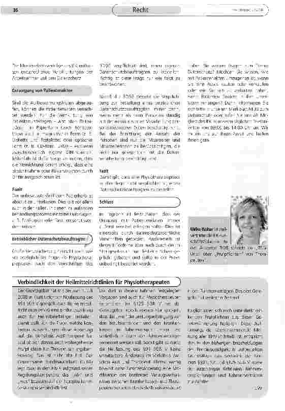 Vorschauseite 2: Datenschutz in der Physiotherapie