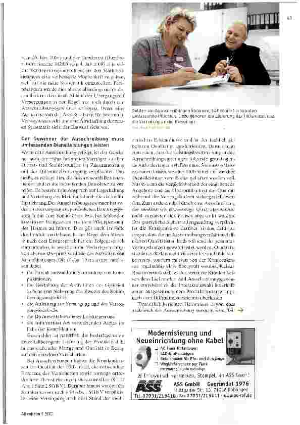 Vorschauseite 2: Ausschreibung von Inko-HilfsmittelnEnde der Wahlfreiheit?