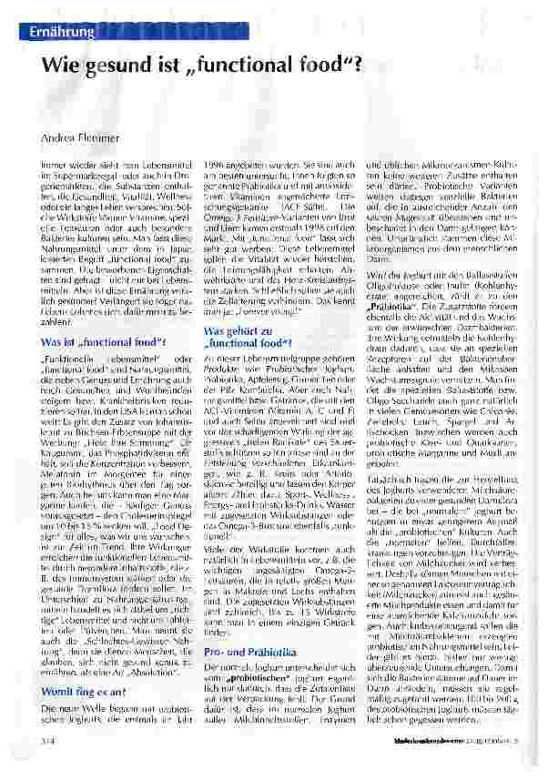 Vorschauseite 1: Wie gesund ist „functional food?