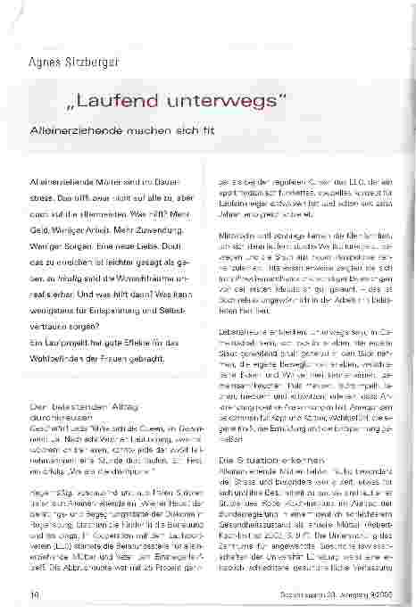 Vorschauseite 1: Laufend unterwegsAlleinerziehende machen sich fit