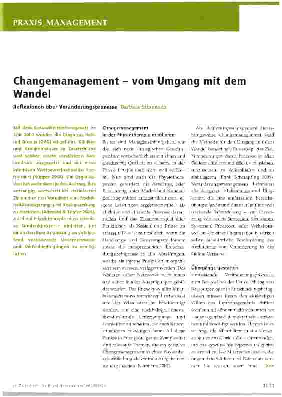 Vorschauseite 1: Changemanagement - vom Umgang mit dem WandelReflexionen über Veränderungsprozesse