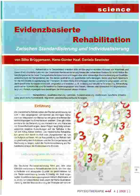 Vorschauseite 1: Evidenzbasierte Rehabilitation zwischen Standardisierung und Individualisierung