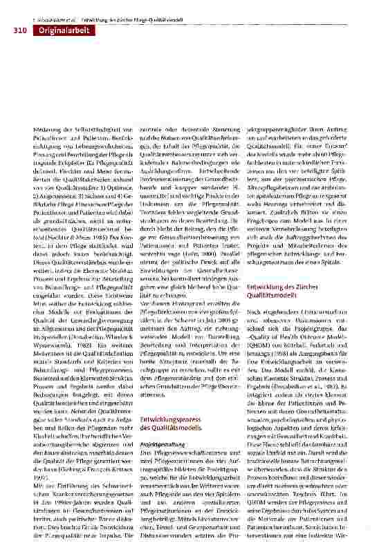 Vorschauseite 2: Das auf Basis des «Ouality of Health Outcome Model» (OHOM) entwickelte Zürcher Pflege-Oualitätsmodell: Eine neue Perspektive zur Messung der Pflegequalität