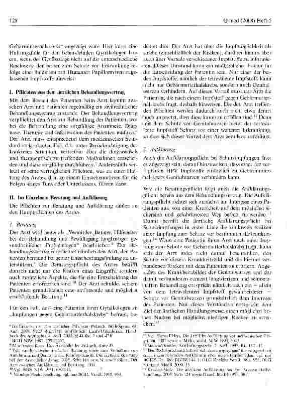 Vorschauseite 3: Verletzung des ärztlichen Behandlungsvertrags bei unzureichenden Angaben zu Therapiemöglichkeiten? Zum Umfang der ärztlichen Mitteilungspflichten bei Verabreichung von Arzneimitte…