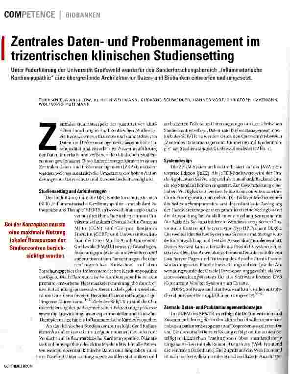 Vorschauseite 1: Zentrales Datenund Probenmanagement im trizentrischen klinischen Studiensetting
