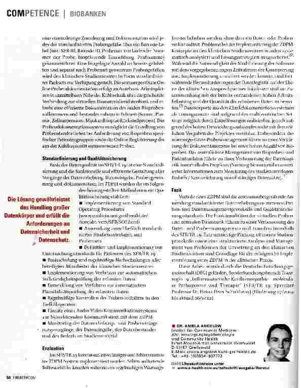 Vorschauseite 3: Zentrales Datenund Probenmanagement im trizentrischen klinischen Studiensetting