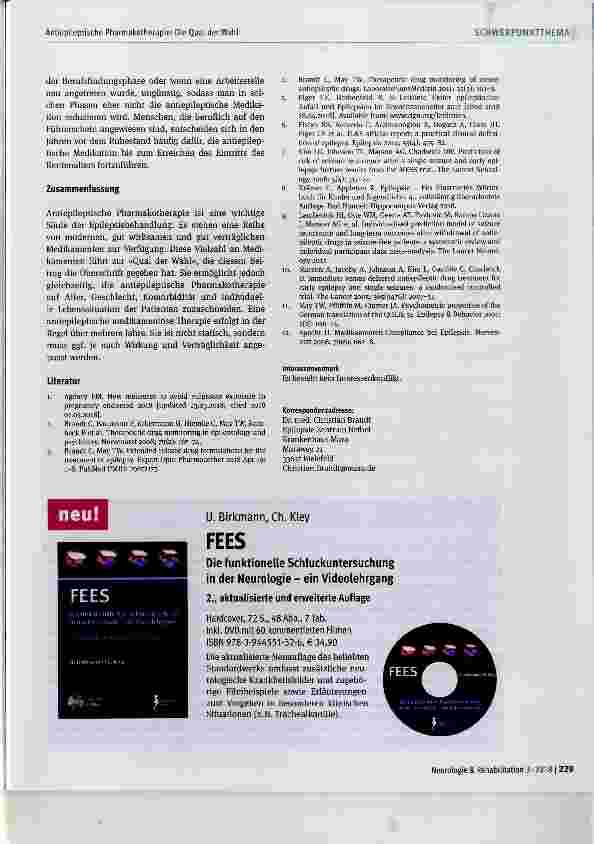 Vorschauseite 5: Antiepileptische Pharmakotherapie: Die Qual der Wahl