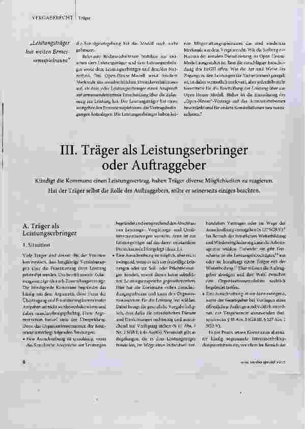 Vorschauseite 1: III. Träger als Leistungserbringer oder Auftraggeber