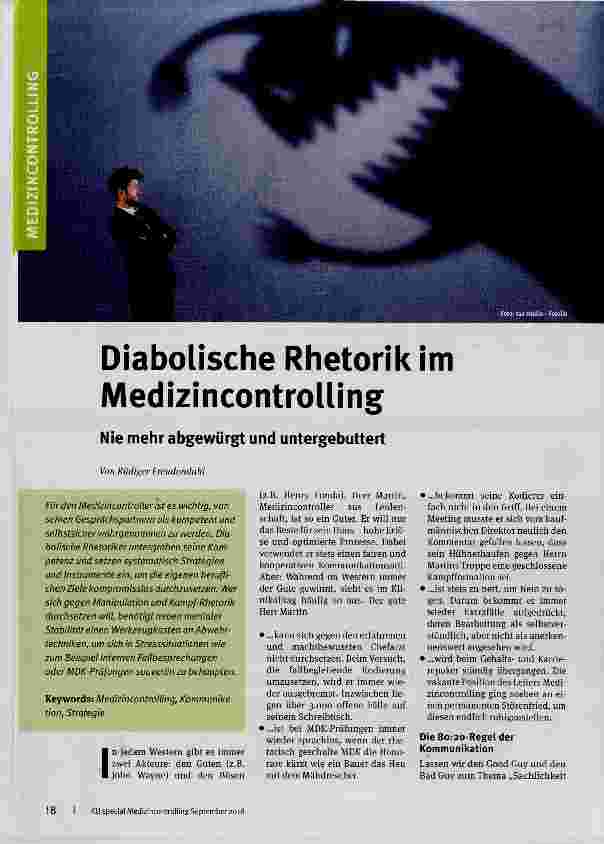 Vorschauseite 1: Diabolische Rhetorik im Medizincontrolling