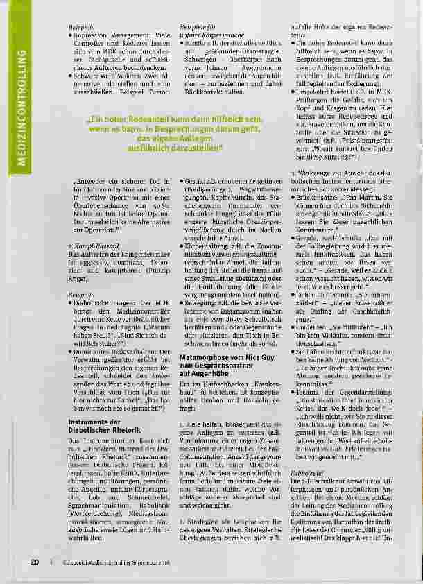 Vorschauseite 3: Diabolische Rhetorik im Medizincontrolling