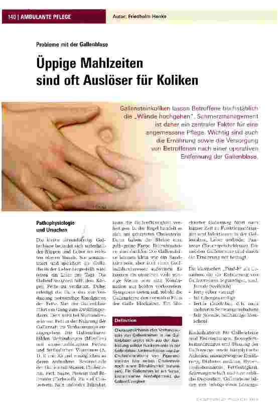 Vorschauseite 1: Üppige Mahlzeiten sind oft Auslöser für Koliken