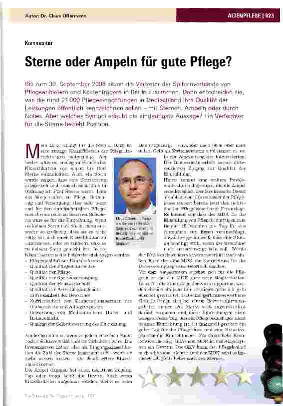 Vorschauseite 1: Sterne oder Ampeln für gute Pflege?