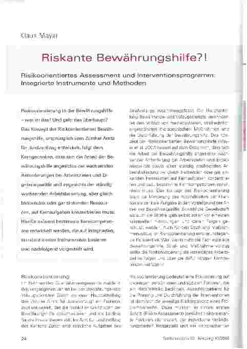 Vorschauseite 1: Riskante Bewährungshilfe? !Risikoorientiertes Assessment und Interventionsprogramm: Integrierte Instrumente und Methoden