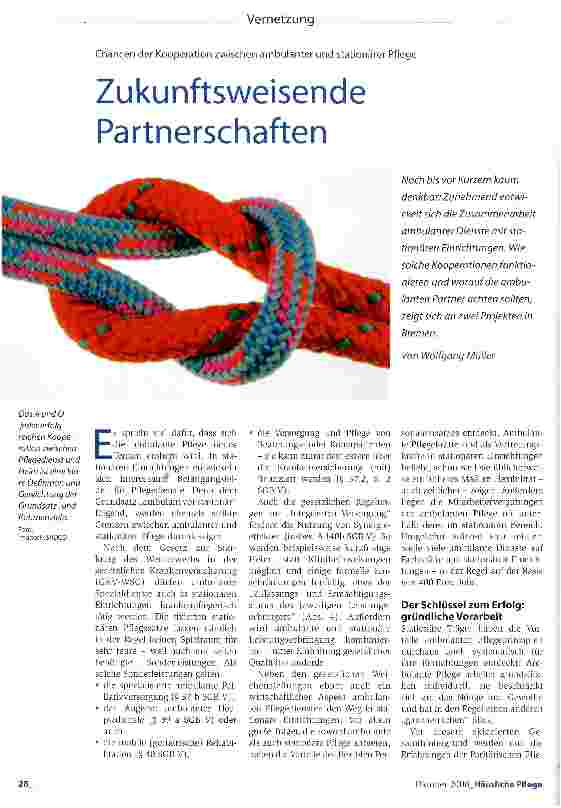 Vorschauseite 1: Chancen der Kooperation zwischen ambulanter und stationärer PflegeZukunftsweisende Partnerschaften