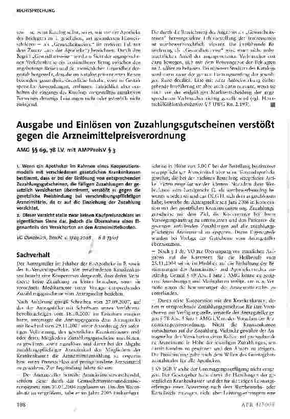 Vorschauseite 3: Gesundheitsreisen aus der ApothekeUWG §§ 3, 4 Nr. n i.V.m. Apothekenbetriebsordnung § 4 Abs. 5