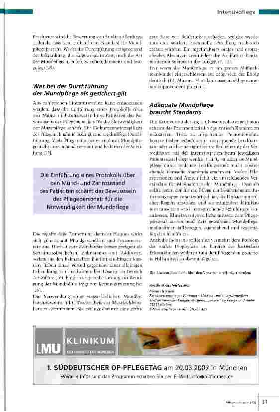 Vorschauseite 4: Prävention Mundpflege als Pneumonieprophylaxe?