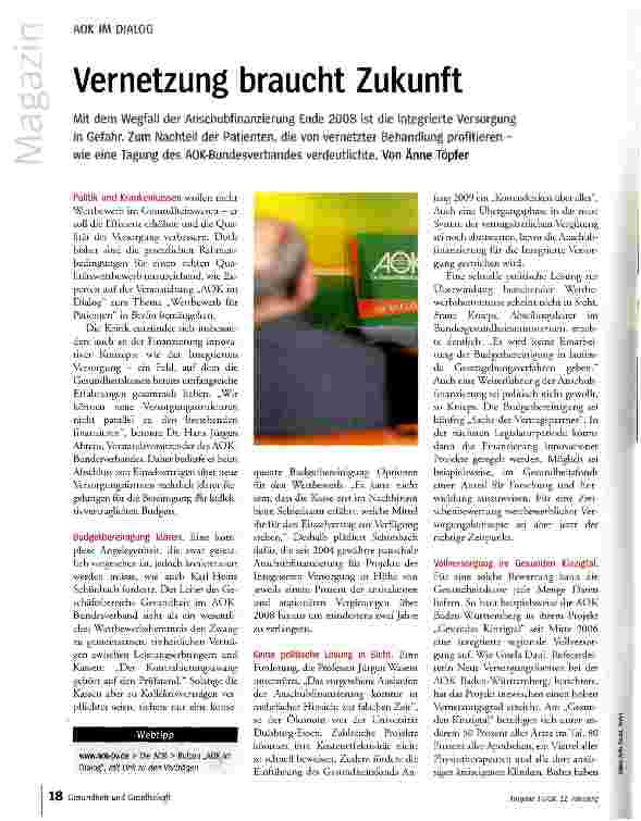 Vorschauseite 1: Vernetzung braucht Zukunft
