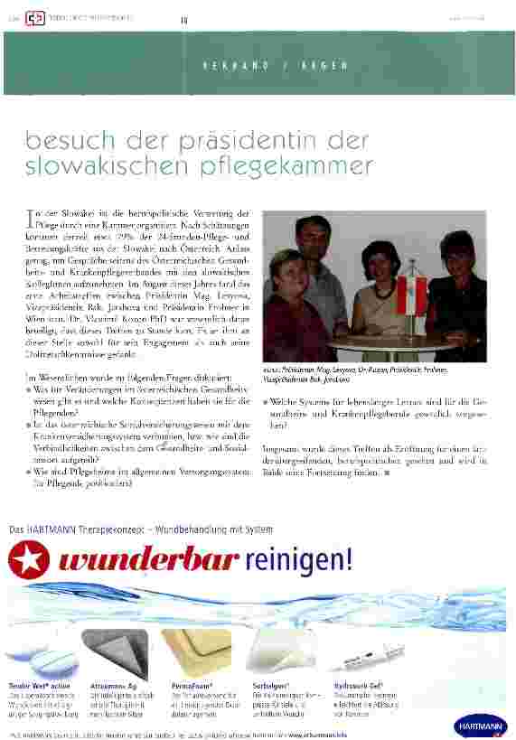 Vorschauseite 1: besuch der präsidentin der slowakischen pflegekammer
